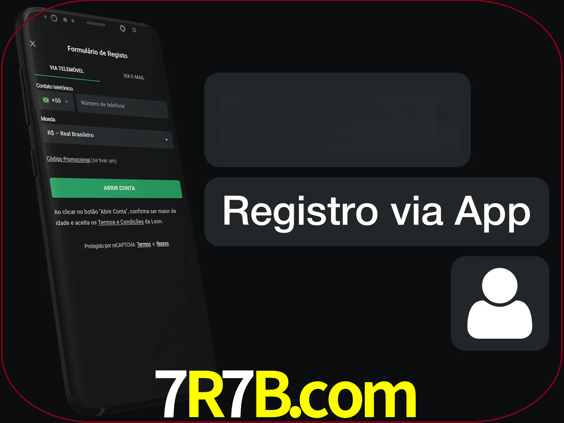 Registre-se com duas etapas usando o aplicativo.